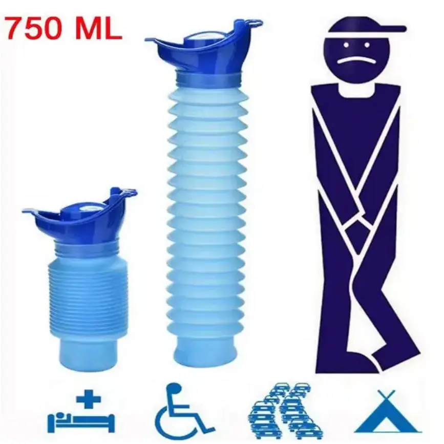 1set Urinal Car Urinal Bucket Outdoor Standing Urine Emergency Travel Portable Reusable Shrinkable Camping Toilet Urine Leak