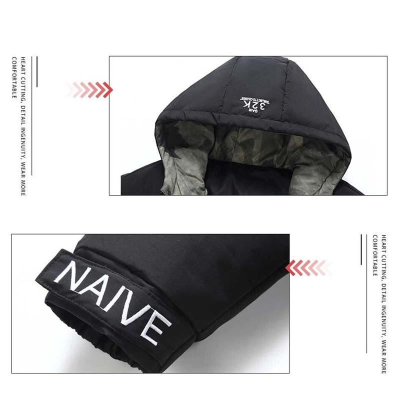 Men's Lightweight Puffy Hoodie – A thick, warm cotton jacket; features a drawstring hood, hook-and-loop fasteners, and a zippered front closure; perfect for various occasions such as commuting to work or going out on the weekend; an essential versatile pi