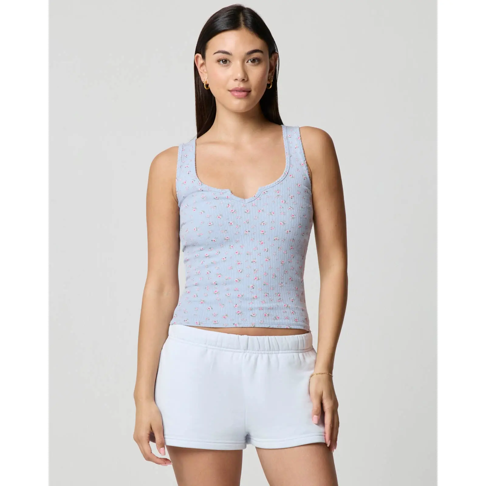 Ditsy Split Neck Tank