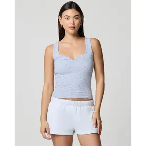 Ditsy Split Neck Tank