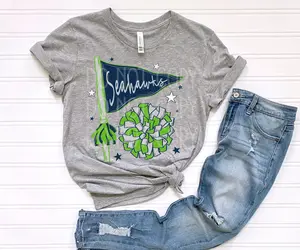 Seahawks Flag Pom Pom DTF