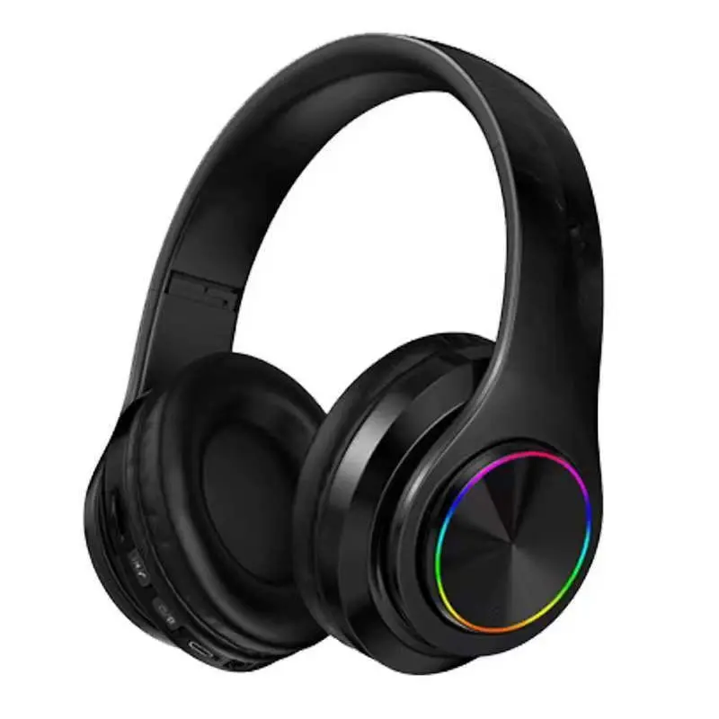 Wireless Over-ear Headphone Headset, Audio Wireless Headphones, Noise Cancelling Headphone with LED Light &microphone & FM & SD Card Slot, Stereo Sound Bluetooth-compatible Headphone for Home Office Travel Wireless Headphones