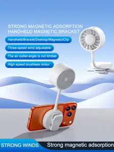 4-in-1 Magnetic Handheld Fan: 360° flexible, three wind speeds, suction cup + clip + stand + handheld – 1800mAh battery, – can be magnetically attached to a phone or stroller.