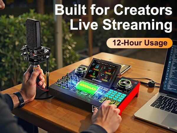 Tenlamp G10-PK Pro Series Audio Mixer, Live Sound Card with XLR Microphone Connector, Professional Chipset, 48V Phantom Power Supply, One Touch Noise Reduction, One Touch Voice Change for Podcast,Recording,Vocal,Game Voice Tenlamp G10-PK Pro Series Audio Mixer, Live Sound Card with XLR Microphone Connector, Professional Chipset, 48V Phantom Power Supply, One Touch Noise Reduction, One Touch Voice Change for Podcast,Recording,Vocal,Game Voice