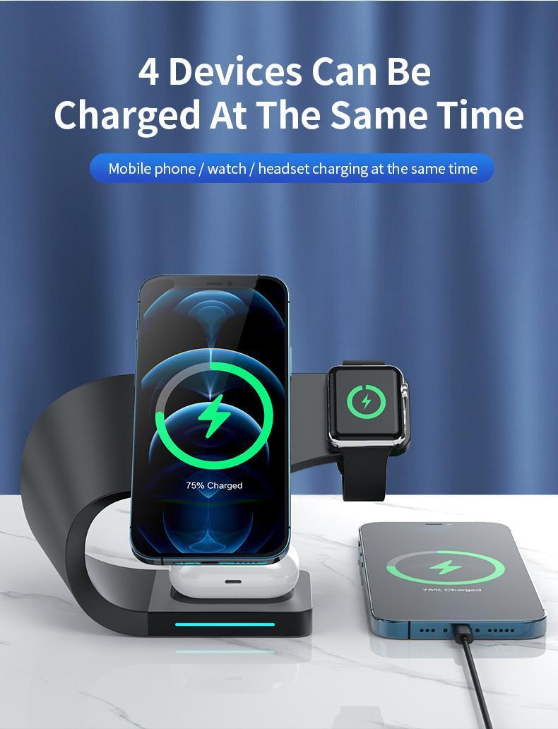 2026 4-in-1 Smart Magnetic Wireless Charging Station Foldable Portable Charger for Smartphones Smartwatches & Earbuds Compact Universal Compatibility