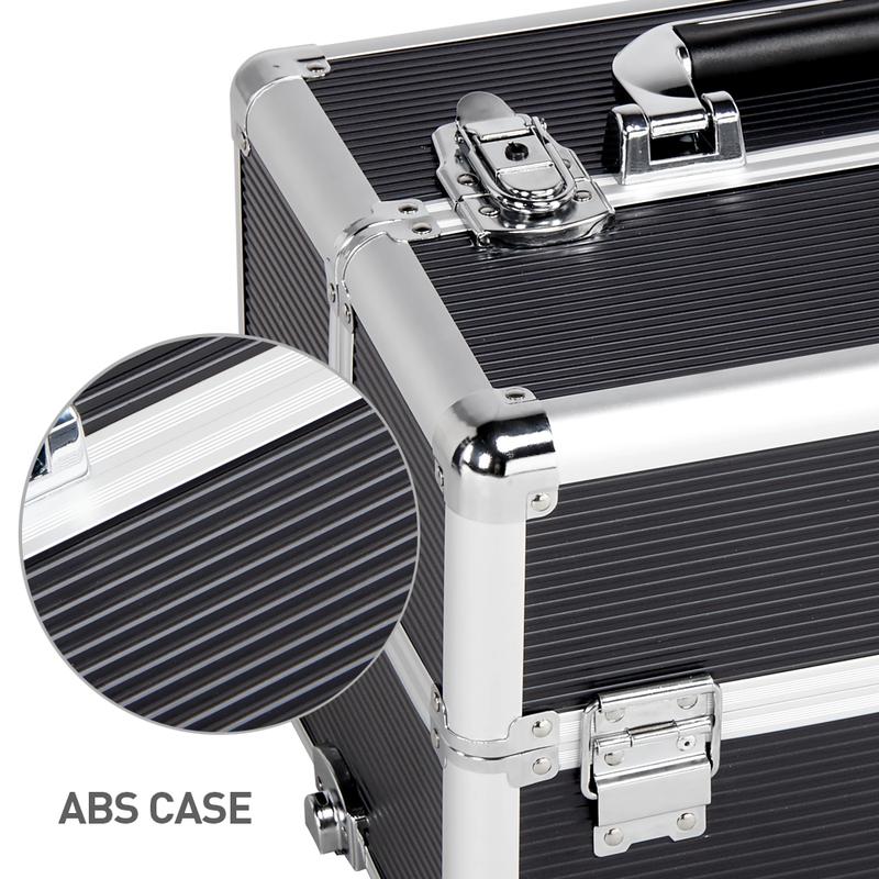 Professional 4-in-1 Rolling Makeup Train Case with Removable Wheels, Large Aluminum Cosmetic Trolley Organizer for Travel and Storage