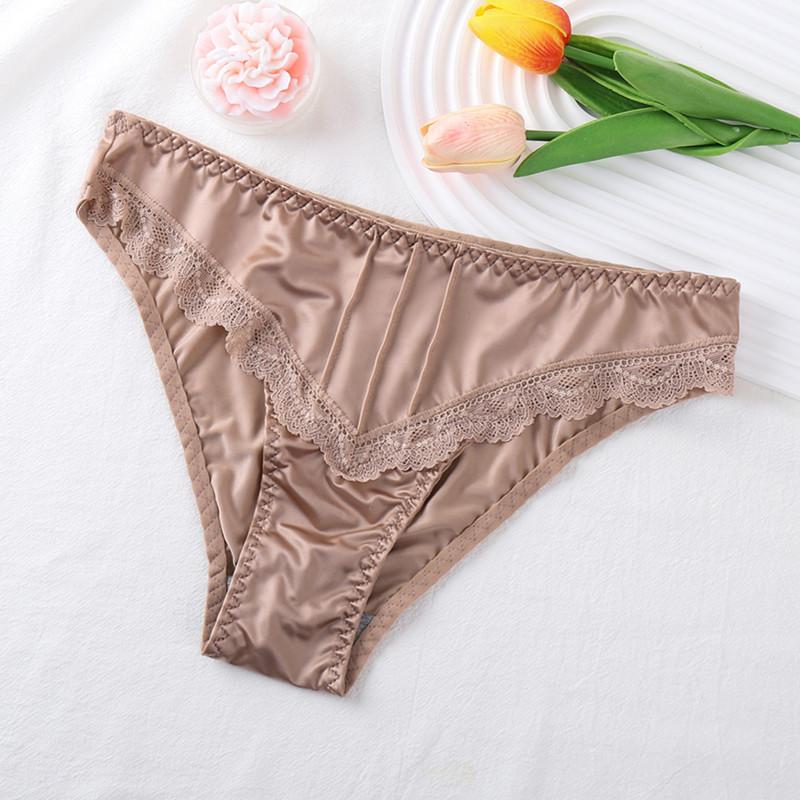 5 Pcs Women Underpants Low-waist Advanced Light Seamless Floral Lace Trim Silky Stretchable Panties Women Honeymoon Wedding Night Thong Womenswear Comfort Mother's Day Gifts