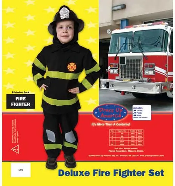 212 MAIN Deluxe Men's Firefighter Dress-Up Costume Set - Size 16-18 (203-XL) Menswear, Polyester Cloth, Reflective Stripes, Knee Patches, Patch Pockets, Machine Washable, Embroidered Shirt & Tie, Pretend Play Outfit for Boys & Girls