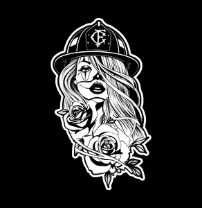 Firefighter Chicano Girl (two decals 3") Sticker Firefighter Chicano Girl (two decals 3") Sticker