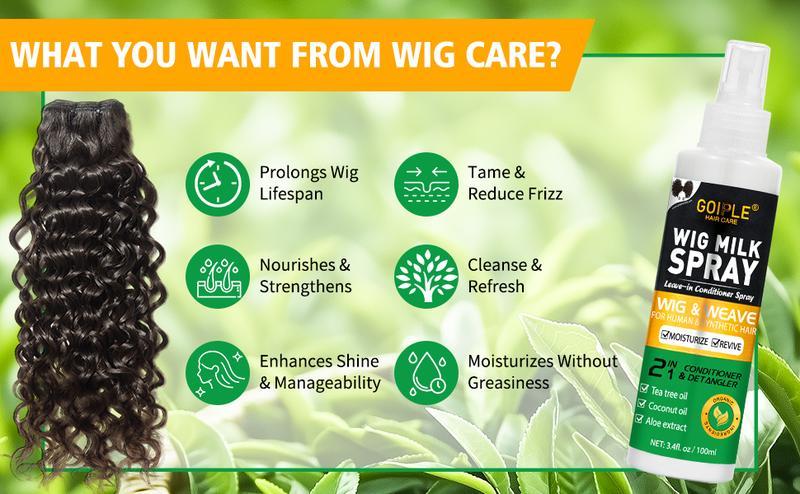Goiple Wig Milk Spray 3.4 fl oz Leave-In Conditioner Spray for Synthetic Hair, Hydrates & Replenishes Haircare Moisturizing Tea Tree Coconut Aloe Goiple Wig Milk Spray 3.4 fl oz Leave-In Conditioner Spray for Synthetic Hair, Hydrates & Replenishes Haircare Moisturizing Tea Tree Coconut Aloe