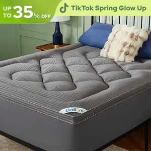 【BEDLORE】Mattress Topper, Thick Pillow Top Pad for Back Pain Relief, Cooling Soft Mattress Cover with Deep Pockets 6-18 inch