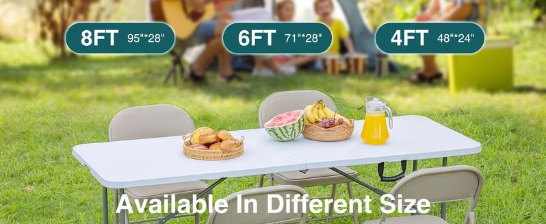 Folding Table Outdoor Indoor Heavy Duty Portable Table with Carrying Handle for Camping Picnic Party