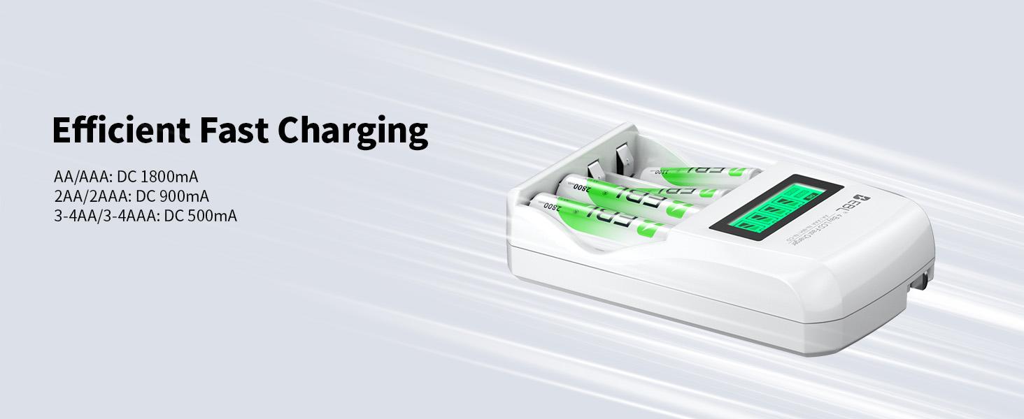 EBL Rechargeable AA AAA Batteries &  Individual Battery Charger Kit
