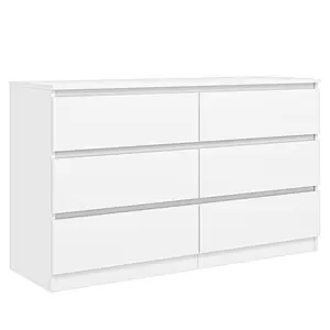 6-Drawer Modern Dresser Chest of Drawers, Wide Sturdy Bedroom Closet Storage Cabinet, Space-Saving Waterproof MDF Unit with Metal Slides, Anti-Tip Kit & Large Capacity for Clothes Storage, Assembly Required, Drawer Organization