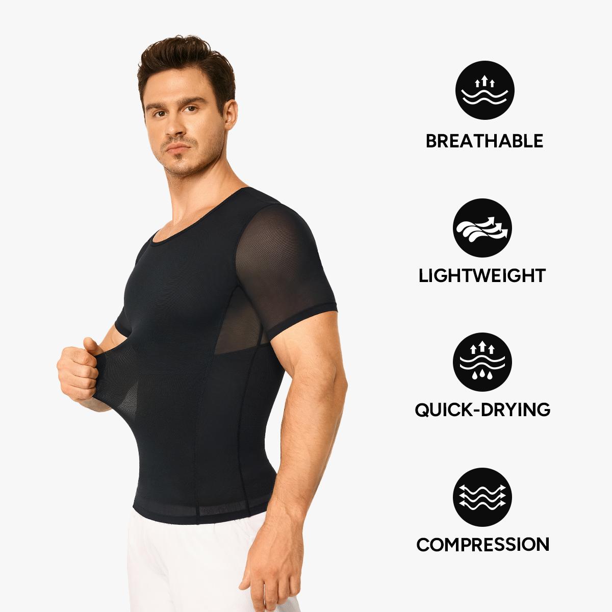 【LIVE】Nebility Men’s Mesh Compression Shapewear Top - Tummy Control, Anti-Odor Cool Breathable Quick-Dry Fabric, Menswear for Everyday Wear and the Gym
