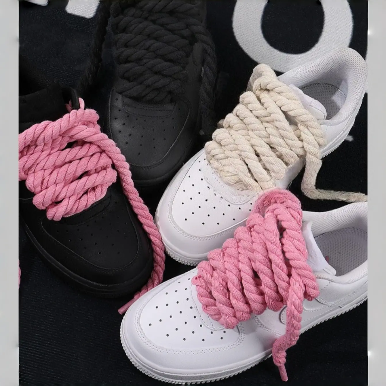 Handmade Thickened Shoelaces, Fashionable Jute Rope Shoelaces, Durable Wear-Resistant, Suitable for Sports Shoes, Canvas Shoes, Casual Shoes, Thick Laces Design