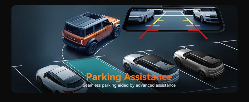 WOLFBOX G840H 12'' Mirror with WiFi Front and Rear Dash Cam - 24 Hours Recording, 1440P, 32GB Card Included, GPS Module, 1080P Backup Camera, 11.5ft Car Charger, 20 ft Cable TikTokShopHolidayHaul