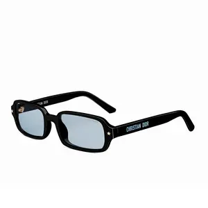 Christian Dior CD40205I-5201V Designer Sunglasses Bold Rectangular Luxury Style Glossy Black Frame Tinted Lenses Dior Logo Temples