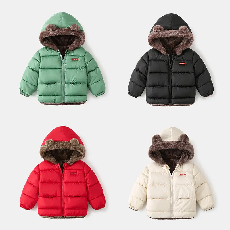 NewNew Kids' Puffer Jacket - Long Sleeve Nylon Casual Coat, Fleece Lined Conventional Lamb Wool Thick Coat with Utility Pocket for Boys & Girls Toddlers