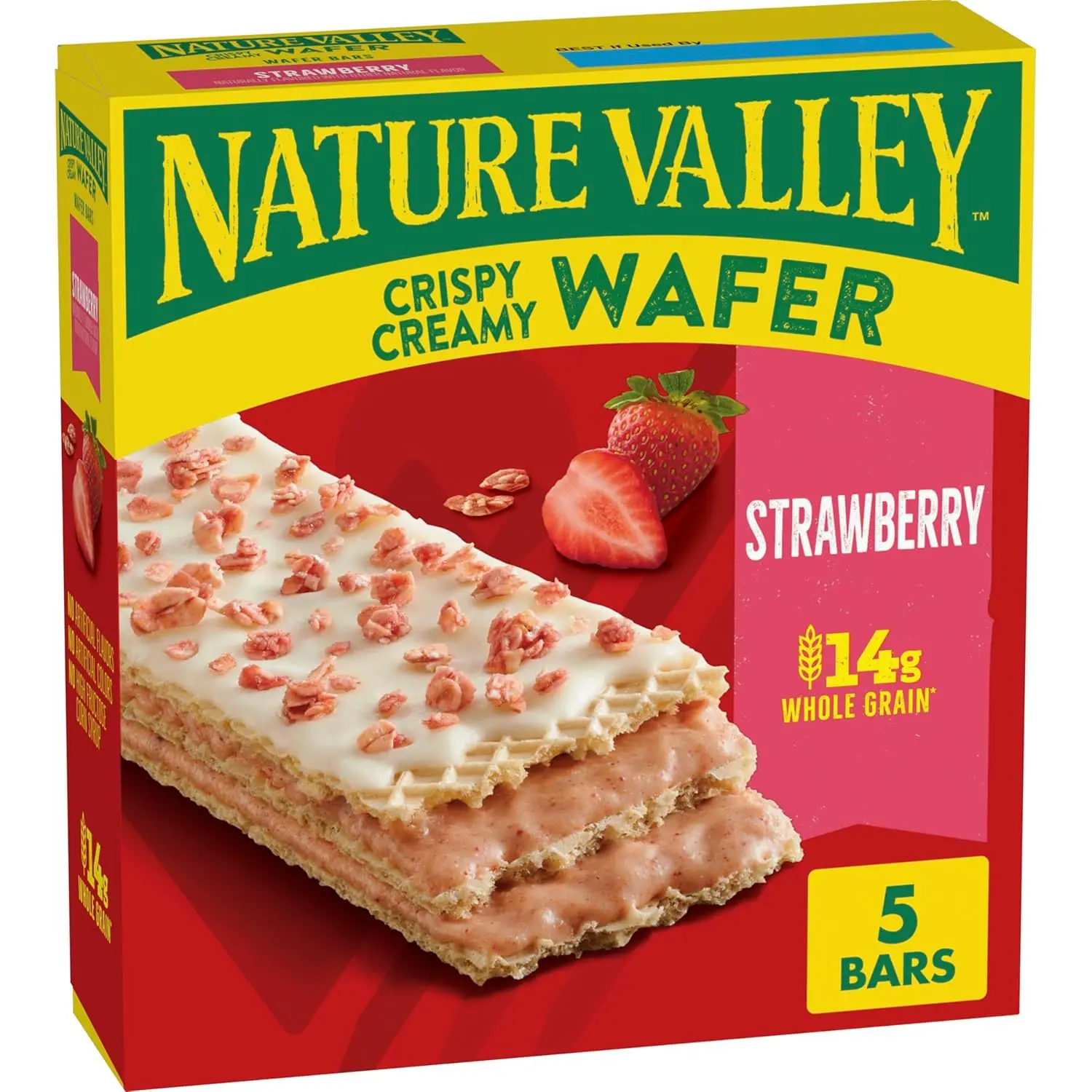 Strawberry Cream Wafer Bars (5 Count, 6.5 oz) – Crispy Whole Grain Wafer Snacks with Creamy Filling, Sweet Crunchy Dessert Treat