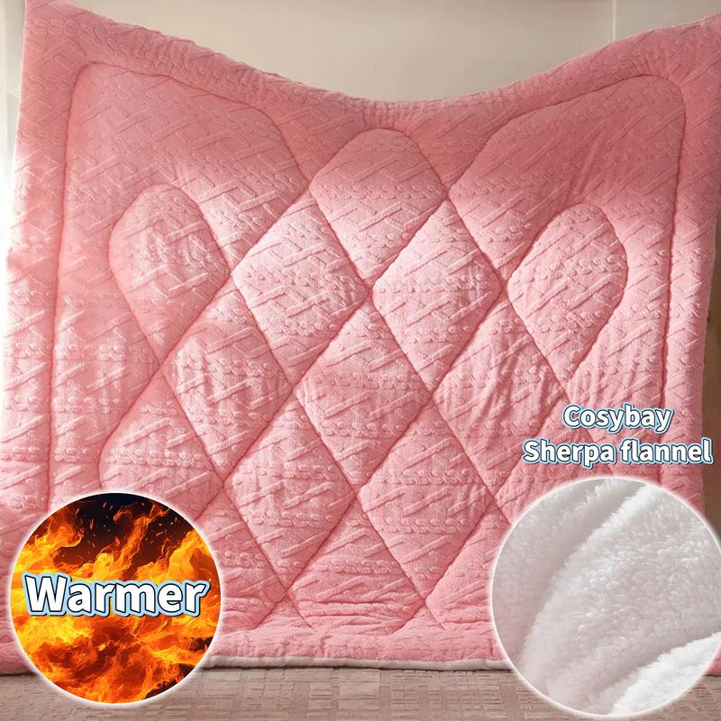 Cosybay Halloween Plush Sherpa comforter set Queen size(Twin size:2pcs),Heavyweight holiday bedding set,Cozy thick Snowflake comforter for Christmas,Luxurious 450g Milk Velvet reversible blanket with Pillowcases, Machine Washable, Bedroom Accessories