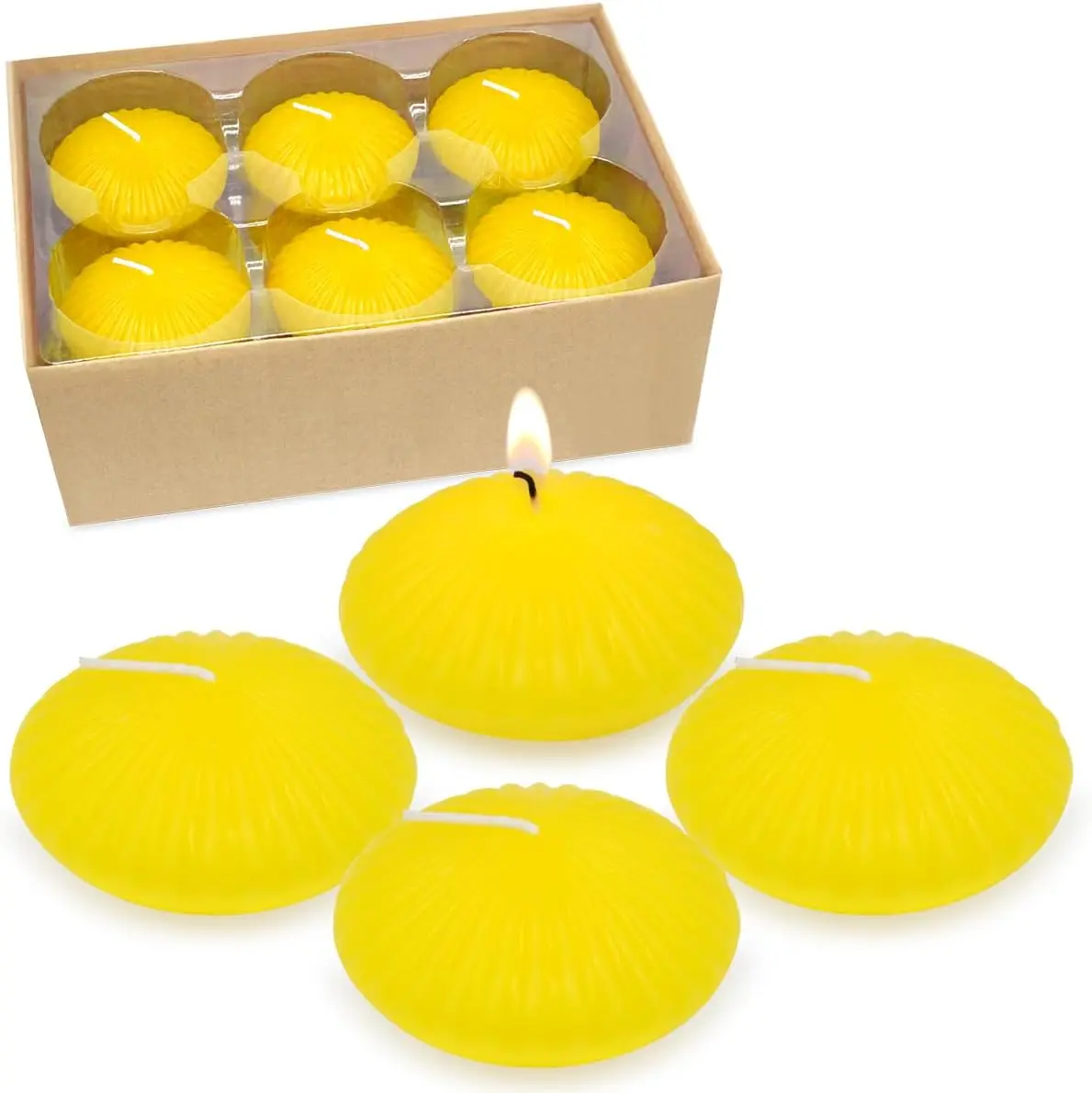 12-Pack Citronella Floating Tealight Candles, 3×3×1.5 Inches Paraffin Wax, 10-Hour Dripless Burn for Cylinder Vases, Beach Parties, Camping & Wedding Centerpieces (Home & Festive Party Supplies)