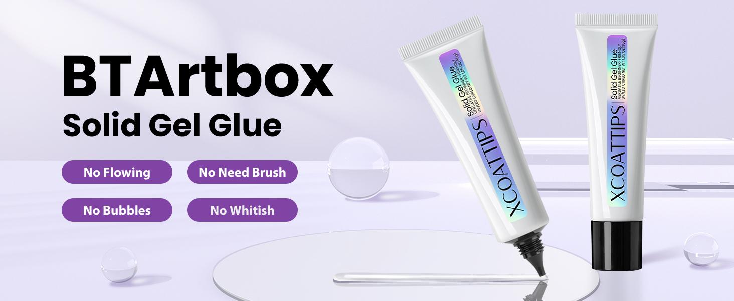 BTArtboxnails 30g Solid Nail Gel for Nail Tips and brush-on nail glue, Upgrade Cure Needed Nail Gel for Fake Nails Long Lasting, Super Strong Adhesion Nail Gel