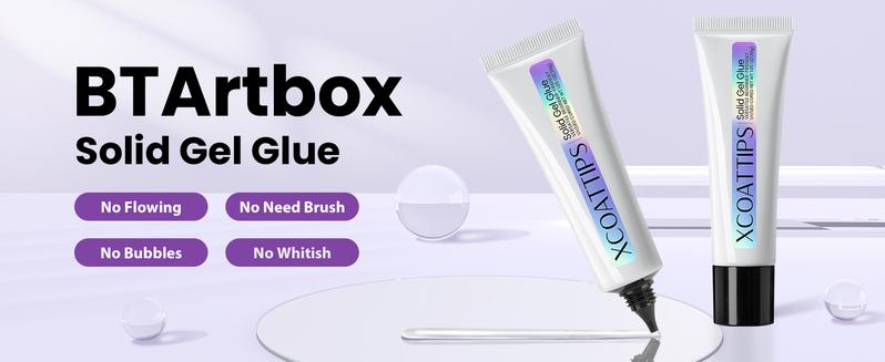 BTArtboxnails 30g Solid Nail Gel for Nail Tips and brush-on nail glue, Upgrade Cure Needed Nail Gel for Fake Nails Long Lasting, Super Strong Adhesion Nail Gel