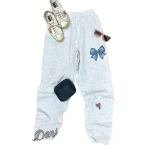 Tees2urDoor Big On Bows Graphteesic Sweatpants – Women’s Bow Print Sweatpants, Cozy Unisex Graphic Joggers, Casual Everyday Lounge Pants