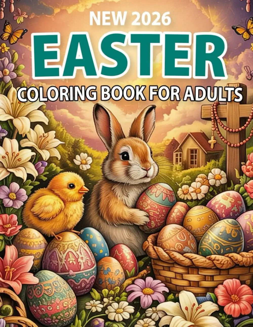 New 2026 Easter Coloring Book For Adults: 40 Simple Easter-Themed Large Print Coloring Pages for Adults and Seniors I 2026 New Beautiful Easter Coloring Book, Paperback