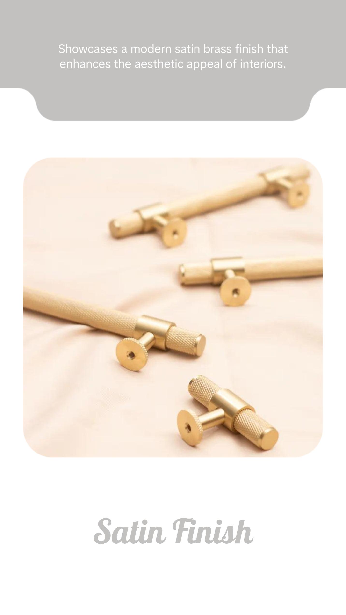Solid Satin Brass Knurled Drawer Pulls and Knobs