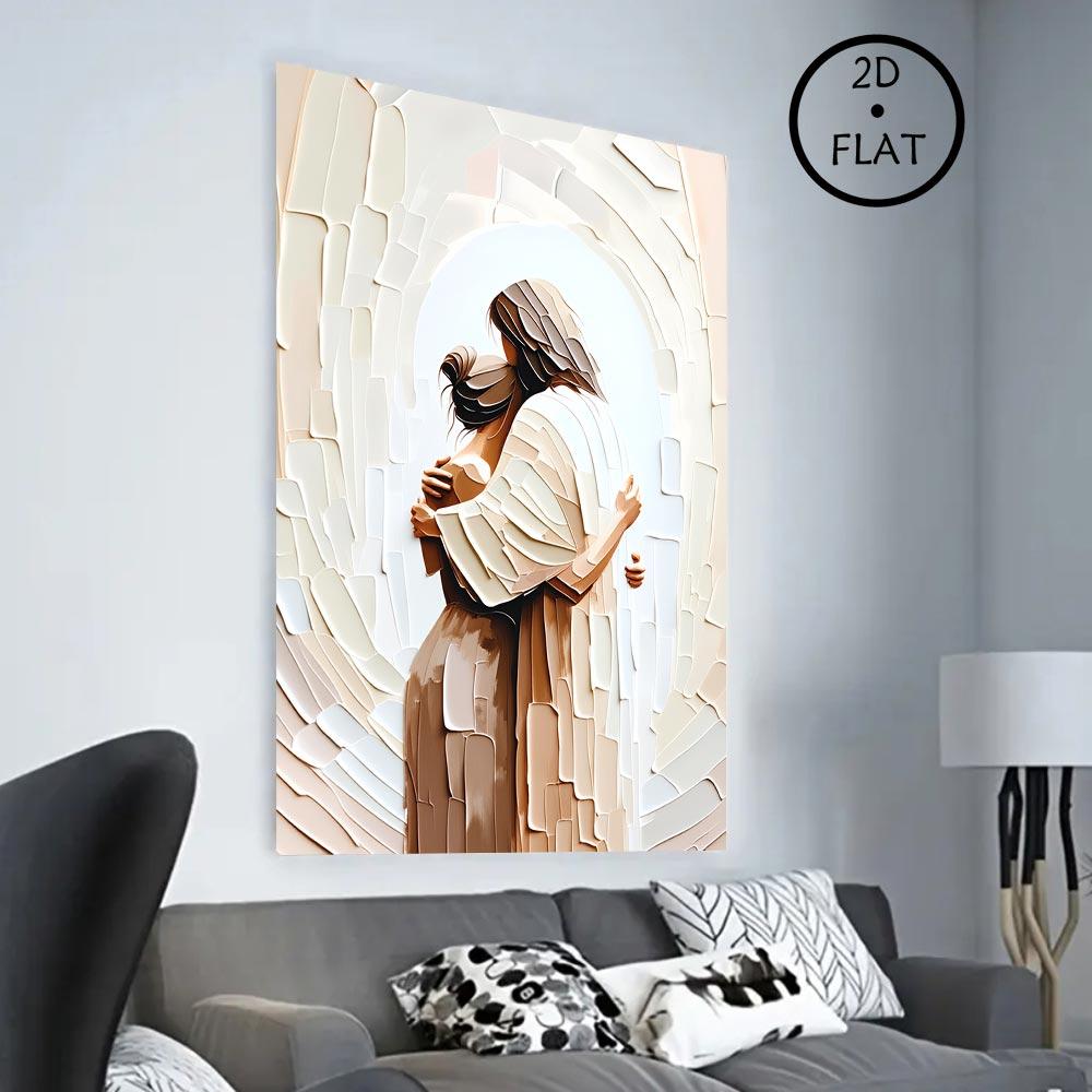 Jesus Embracing Woman Canvas Wall Art Eco-Friendly Fade-Resistant Waterproof UV-Protected Vibrant Colors Frame-Style for Church Home Living Bedroom Dining Office Prayer Room Decor Artwork