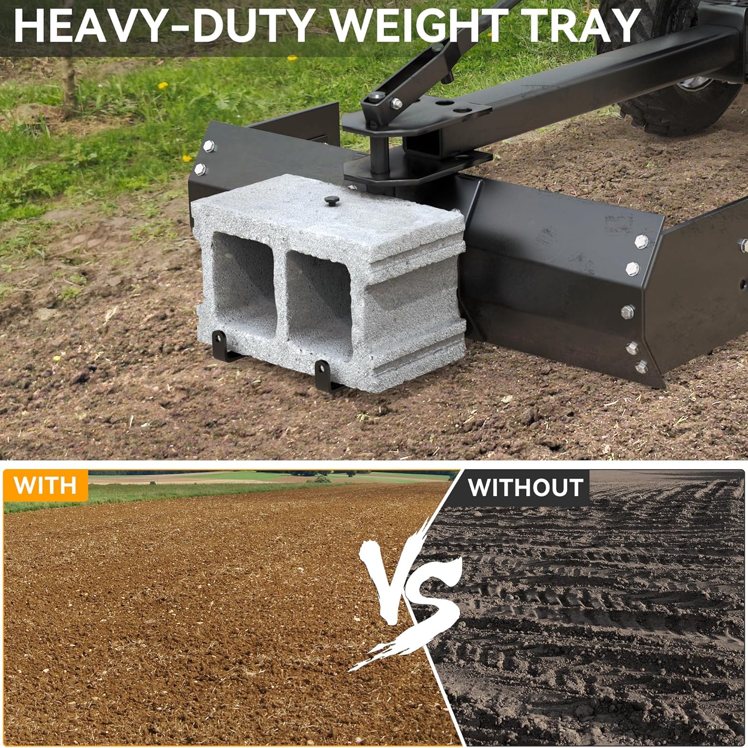 YITAMOTOR 42" Tow Behind Box Scraper Fit for ATV UTV Grader, Lawn Tractor Attachments with Box Blade, Black Tool Garden