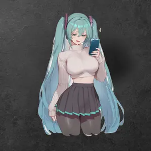 Anime Hatsune Miku Sticker – Cute Miku Vinyl Decal for Laptop, Phone, Water Bottle, Otaku Aesthetic Sticker