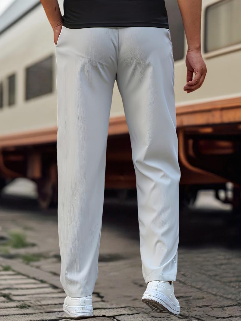 Men's Casual White Pants with Drawstring Waist and Pockets Comfortable Stylish Everyday Wear for Relaxed Look
