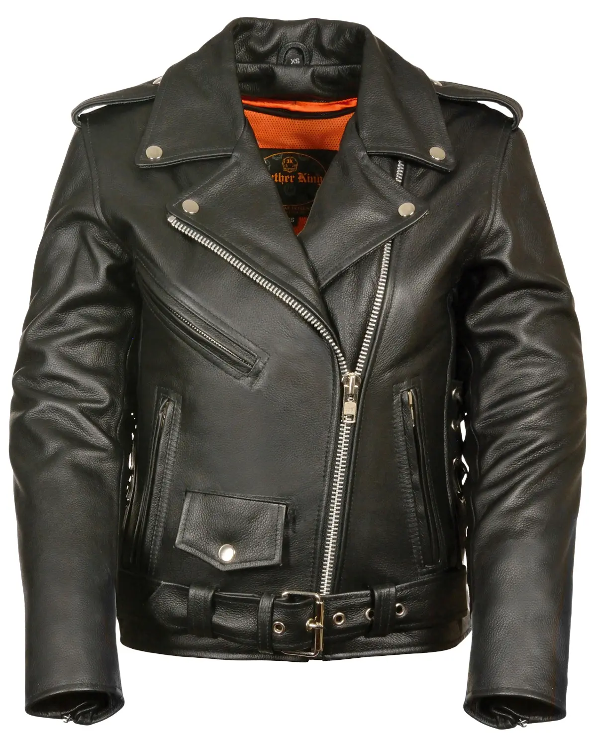 Milwaukee Leather Women's Women'S Full Length Side Lace Motorcycle Jacket - Lkl2700