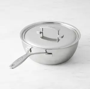 Demeyere Industry Stainless-Steel Essential Pan 3 1/2-Qt. Five-Ply Construction with Thick Aluminum Core for Superior Heat Conduction and Distribution