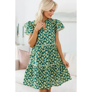 NURSING COLLECTION: Come For It Olive Green Toile Floral Babydoll Dress