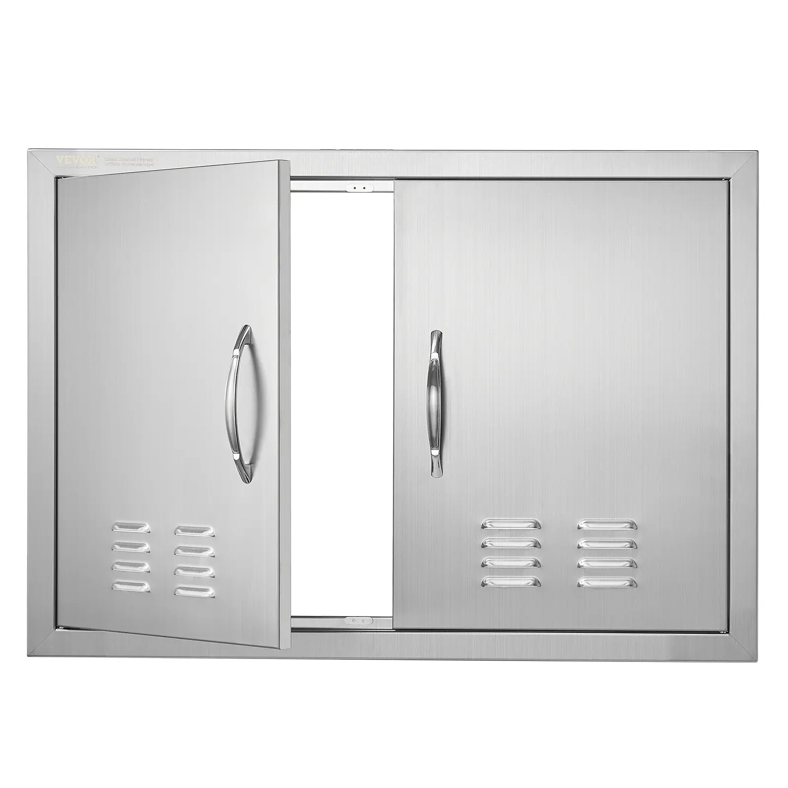 【Summerfinds】VEVOR BBQ Access Door 30W x 21H Inch Double Outdoor Kitchen DoorStainless Steel Flush Mount DoorWall Vertical Door with Handles and Ventsfor BBQ IslandGrilling StationOutside Cabinet, Double Door Design