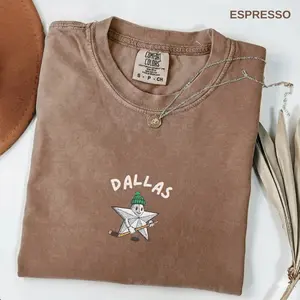 Comfort Colors Dallas Star Hockey Embroidered Shirt Funny Dallas Hockey Fan Graphic Tee Moss Vintage Game Day Sports Shirt Unisex Gift