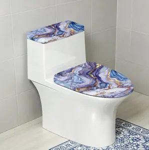 【Buy 2 get 1 free】Marble Toilet Lid Cover Set of 2, Non Slip Durable Toilet Lid Cover and Toilet Tank Lid Cover with Elastic Bottom Easy to Install Bathroom RVs Decor Home Goods