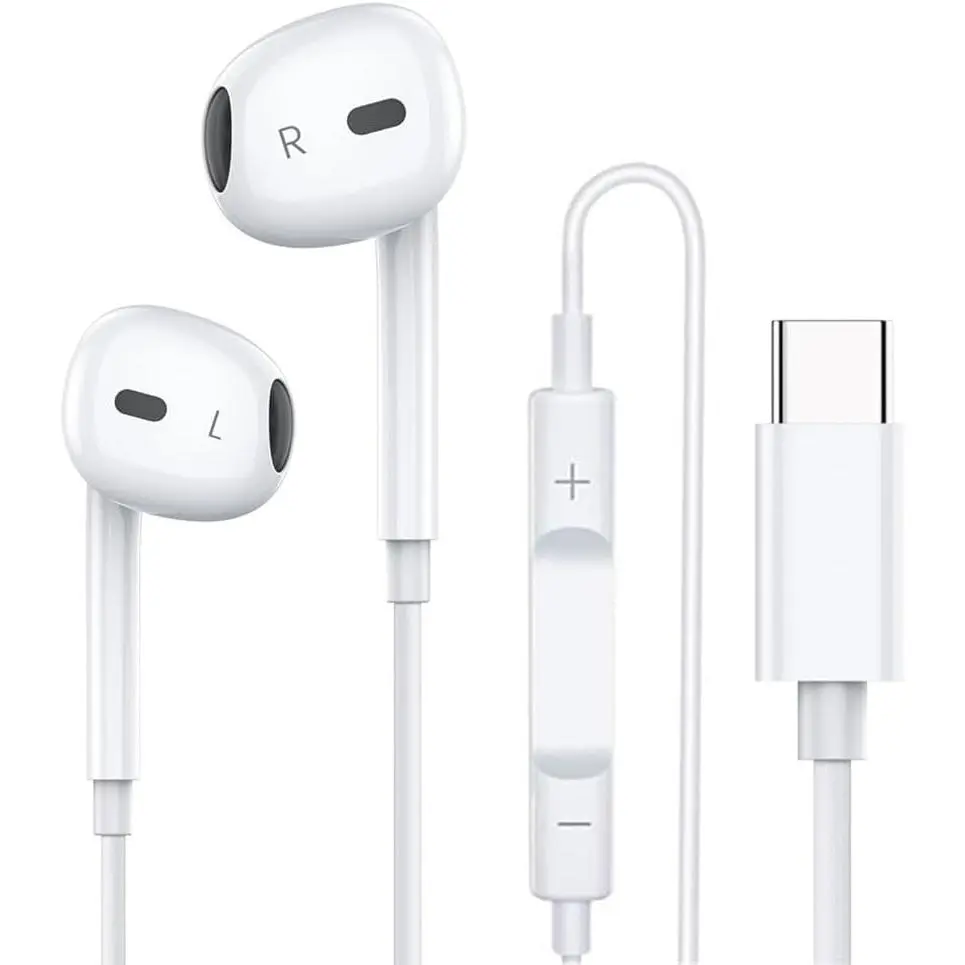 Summerwins USB-C Audio Plug Earbuds with Mic, Volume Control, HiFi Stereo & Noise Isolation - Phone Accessories for iPhone 17/17 Pro/16/15, Samsung S25/S24/S23, Pixel 10/9, OnePlus & USB-C Devices, Headphone Headphone,Back To School, High Quality Headphon