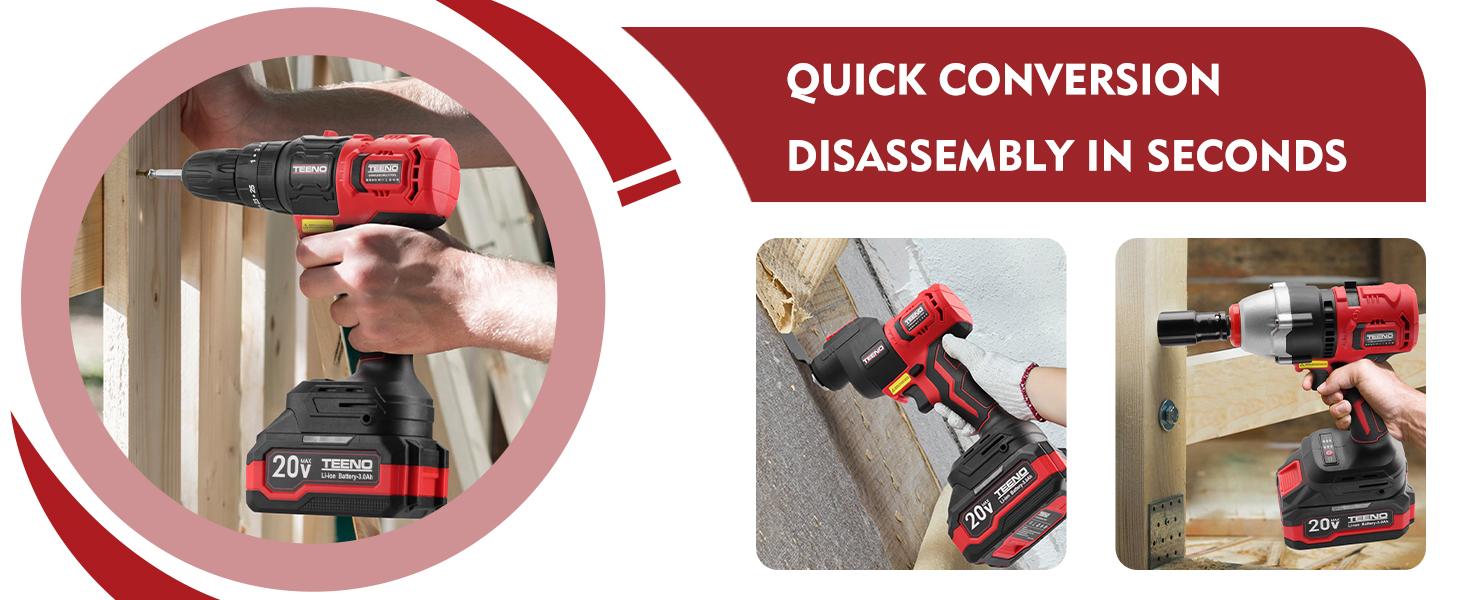 20V Cordless Combo Kit, 11-in-2 Cordless Multi-tool with Case,Drill Driver,Circular Saw,Recip Saw,Angle Grinder,Water Gun,Chain Saw,Leaf Blower Impact Drill, Sander with Accessories