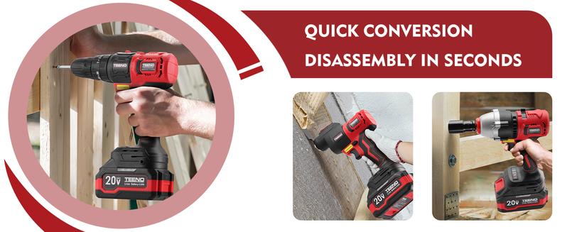 20V Cordless Combo Kit, 11-in-2 Cordless Multi-tool with Case,Drill Driver,Circular Saw,Recip Saw,Angle Grinder,Water Gun,Chain Saw,Leaf Blower Impact Drill, Sander with Accessories