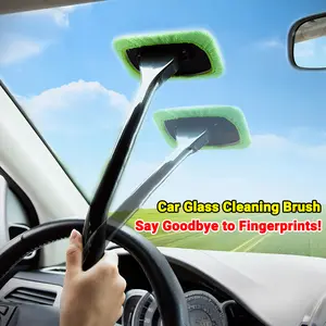 Car windshield cleaner tool with rotatable head and microfiber pad - includes 5 cloth for streak-free cleaning, works with sprayway glass cleaner and other window cleaners Washing Brushes surface car