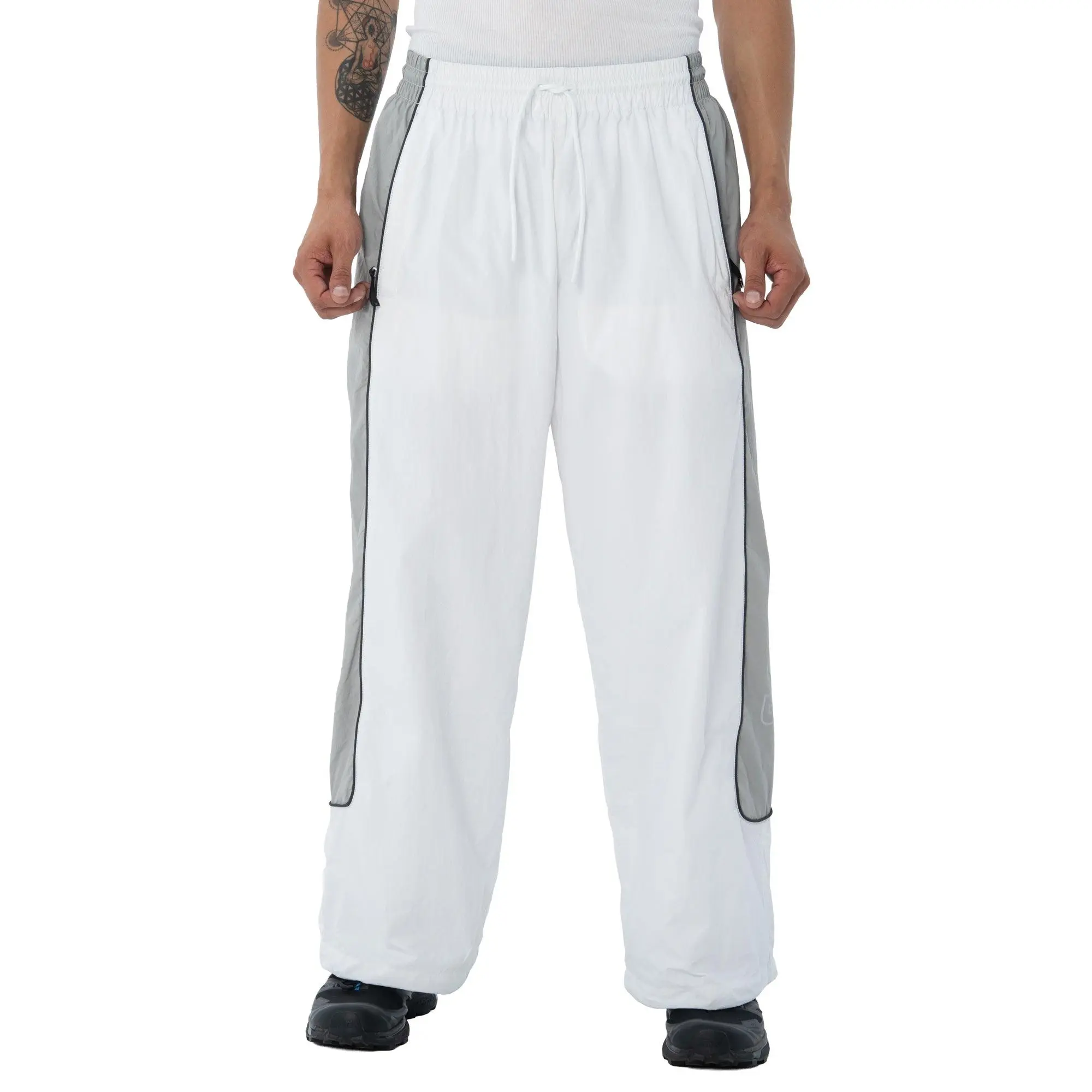 Pro Club Men's Oversized Athletic Track Pants - Wide-Leg Polyester-Nylon Shell, Contrast Side Panels, Modern Street Flair Design