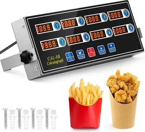 Explorinox Kitchen Timer CAL-8B Calculagraph Stainless Steel Multi-Channel Digital Display Timer with LED Interface Adjustable Bracket Alarm Function