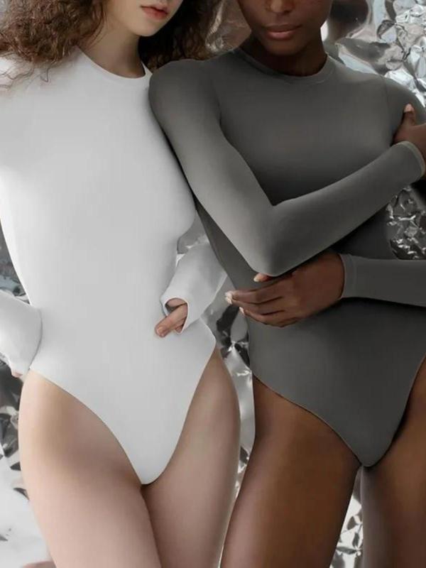 Seamless Bodysuit Multipack - Butter Soft Long Sleeve in Classic Black White Red Taupe & Gray for Office to Date Night