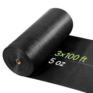 VEVOR Weed Barrier Fabric Heavy Duty, 3x100FT 5oz Landscape Fabric, Woven Weed Blocker Fabrics, Garden Fabrics Weeds Barrier, Weeds Control Ground Cover, Geotextile Webbing, Gardening Mat, Black