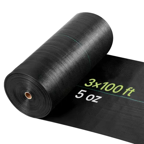 VEVOR Heavy Duty Weed Barrier Fabric 3x100ft Roll, 5oz (141.7g) High-Density PP Weave Landscape Mat, Tear-Resistant Geotextile Ground Cover, Blocks Sunlight & Roots, Ideal for Gardens and Yards, Gravel Stabilizer
